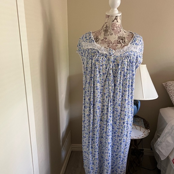 Eileen West Blue Floral Chemise - Picture 1 of 4